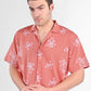 Box-Fit Floral Bloom Linen Shirt in Coral