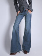 Galactic Blue Tinted Y2K Bootcut Jeans Stylish Wodrobe