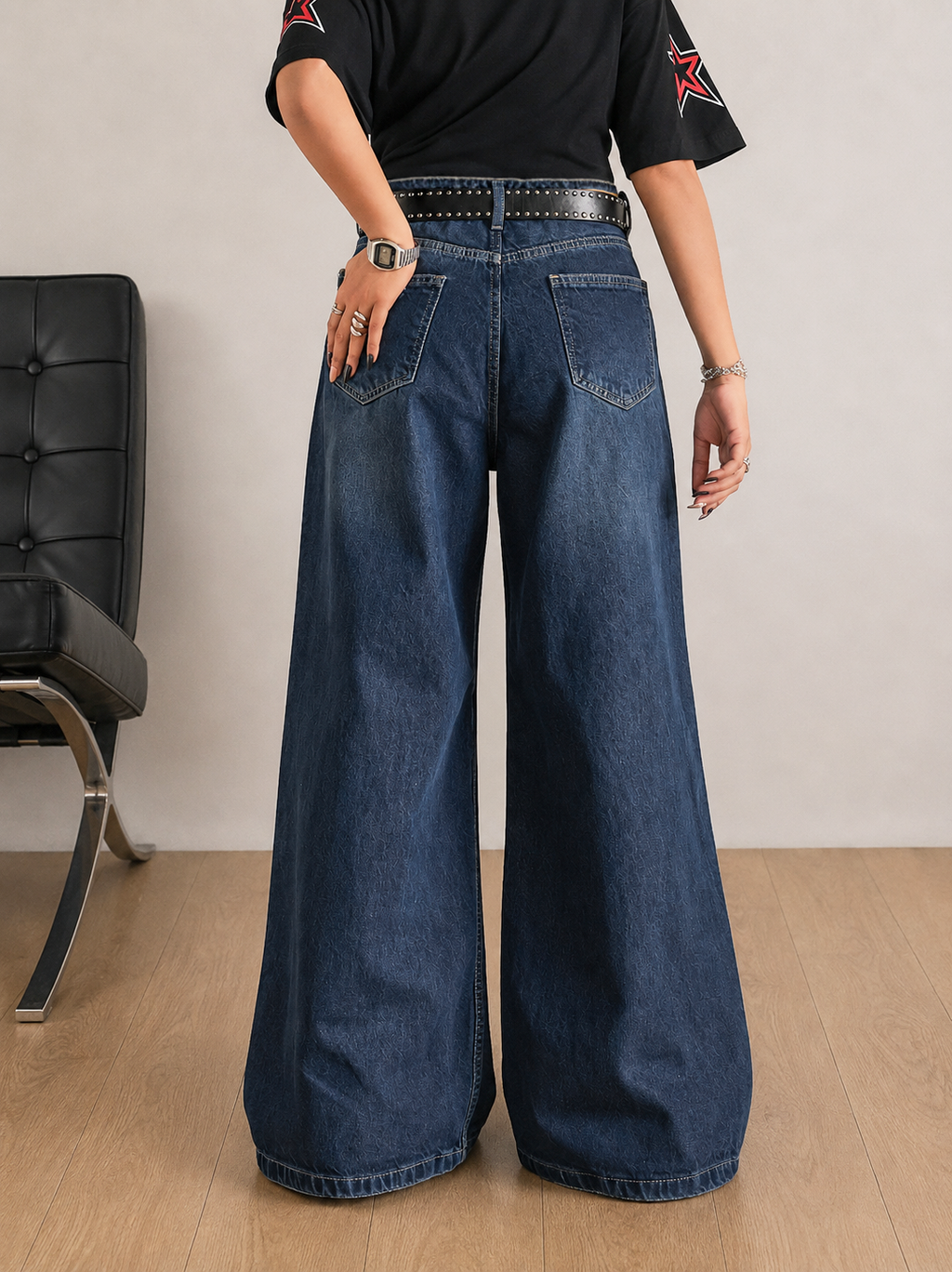 Deep Ocean Blue Washed Ultra Wide Leg Jeans??