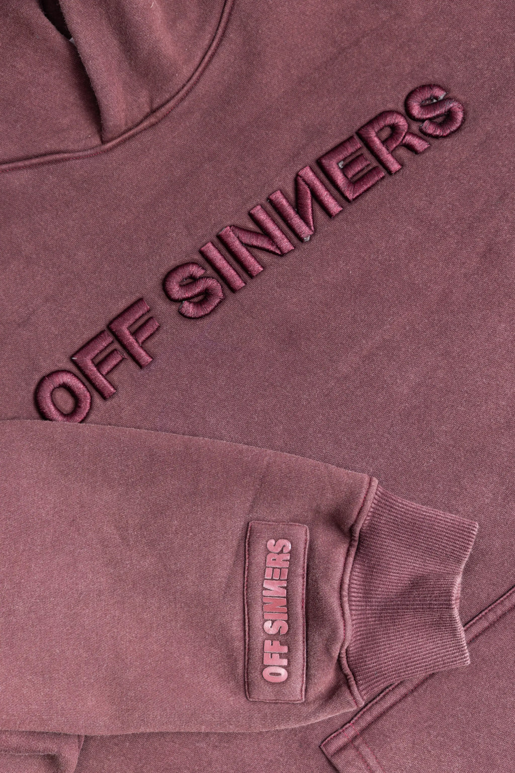 Acid Wash Raven Born Embroidered Brown Hoodie Off Sinners