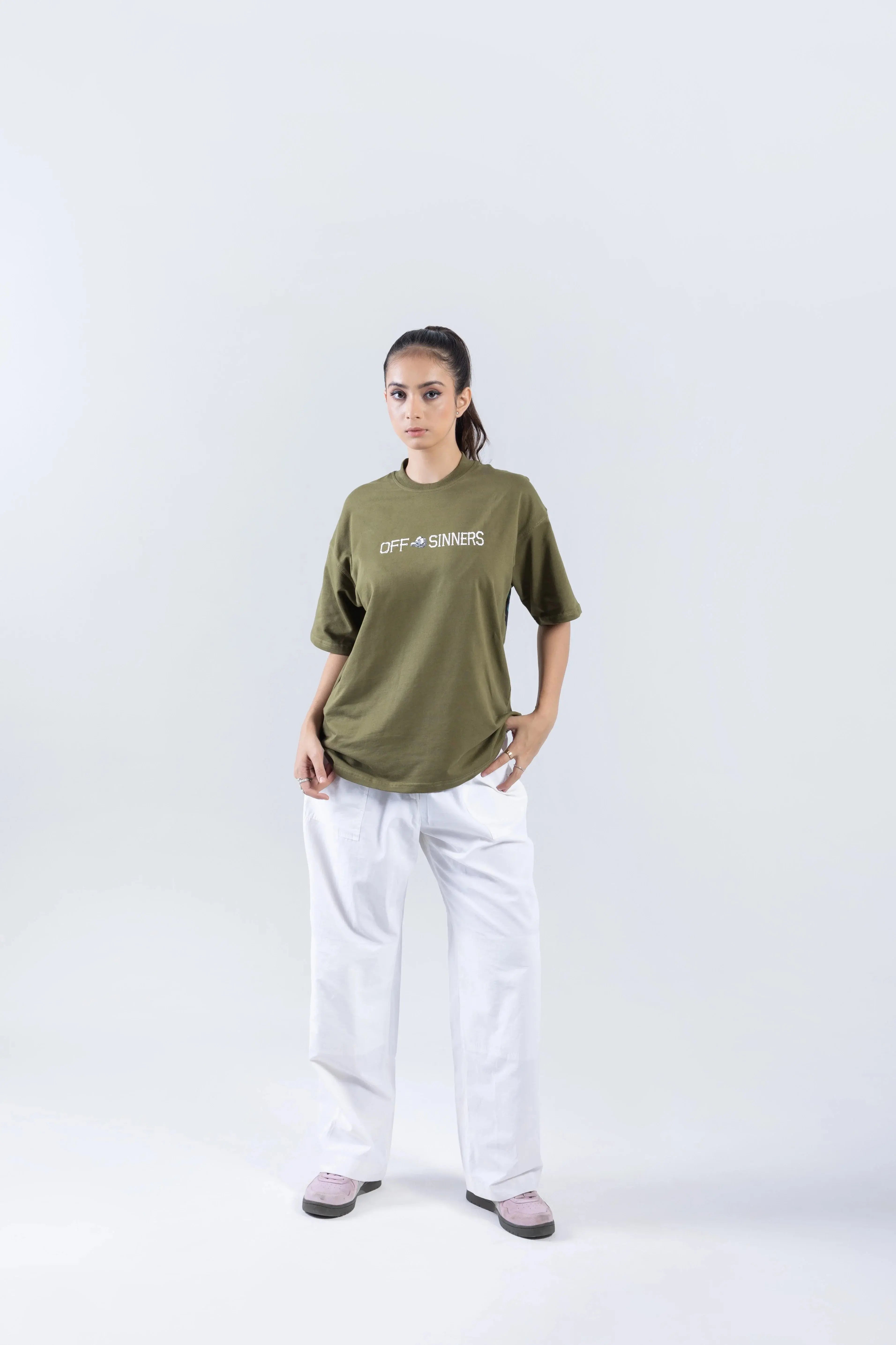 “Drip > AI” Round Neck Green T-shirt Off Sinners