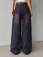 Graphite Blue Tinted Panelled Wide Leg Jeans
