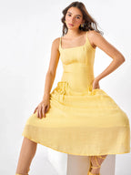 Golden Hour Casual Yellow Midi Dress Zumee