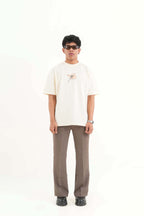 Beautiful Cream Oversized Printed T-Shirt Main Character