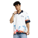 Vacay Club Half-Sleeves Printed White Shirt FLYAF