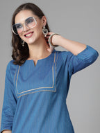 Women Blue Festive Kurta With Lace Krya