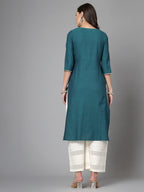 Women Dark Green Festive Kurta With Lace Krya
