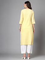 Women Yellow Striped Yarn-Dyed Kurta Krya