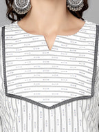 Women Off White Cotton Dobby Kurta Krya