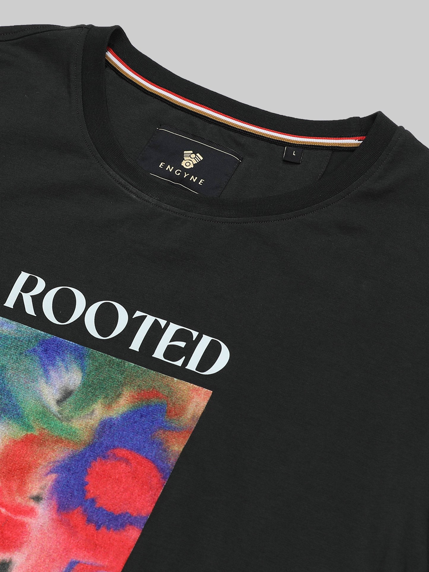 Regular-fit Full-Sleeve T-shirt in Supima Cotton Lycra with Digital Flock and DTF Print Detailing - Dark Olive