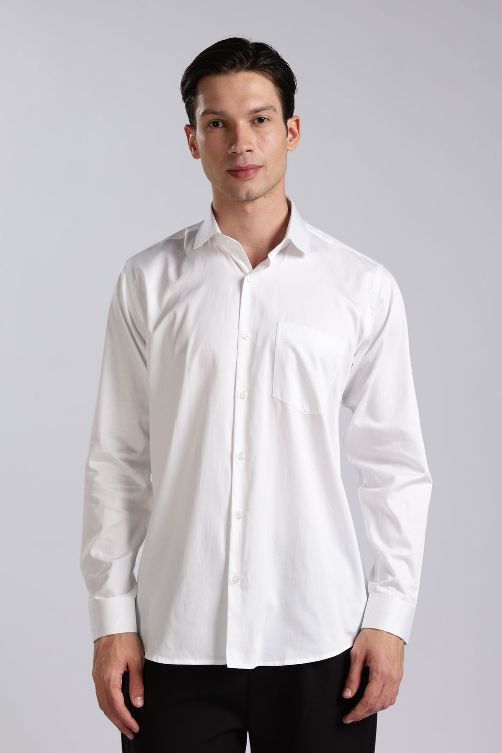Kollarz and Kreazez Men's White Sateen Shirt – 100% Giza Cotton, Lab-Certified