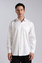 Kollarz and Kreazez Men's White Sateen Shirt – 100% Giza Cotton, Lab-Certified