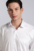 Kollarz and Kreazez Men's White Sateen Shirt – 100% Giza Cotton, Lab-Certified