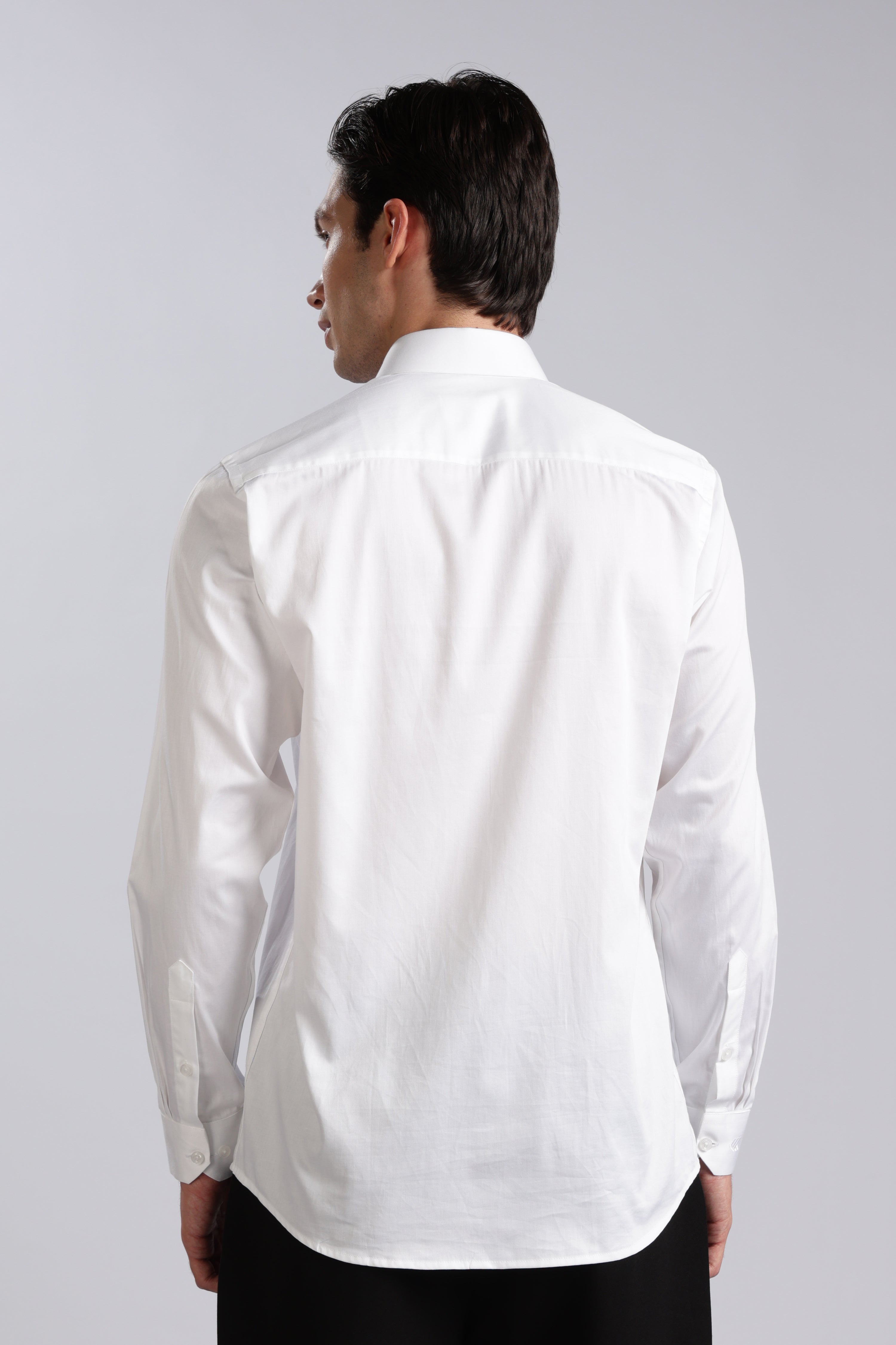 Kollarz and Kreazez Men's White Sateen Shirt – 100% Giza Cotton, Lab-Certified