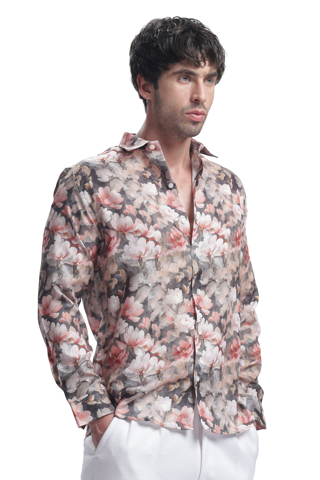 Monet Grey Rose Floral Print Shirt – I’M HERE — inspired by Claude Monet