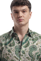 I'MHERE Essentials Moss Green Paisley full sleeve shirt