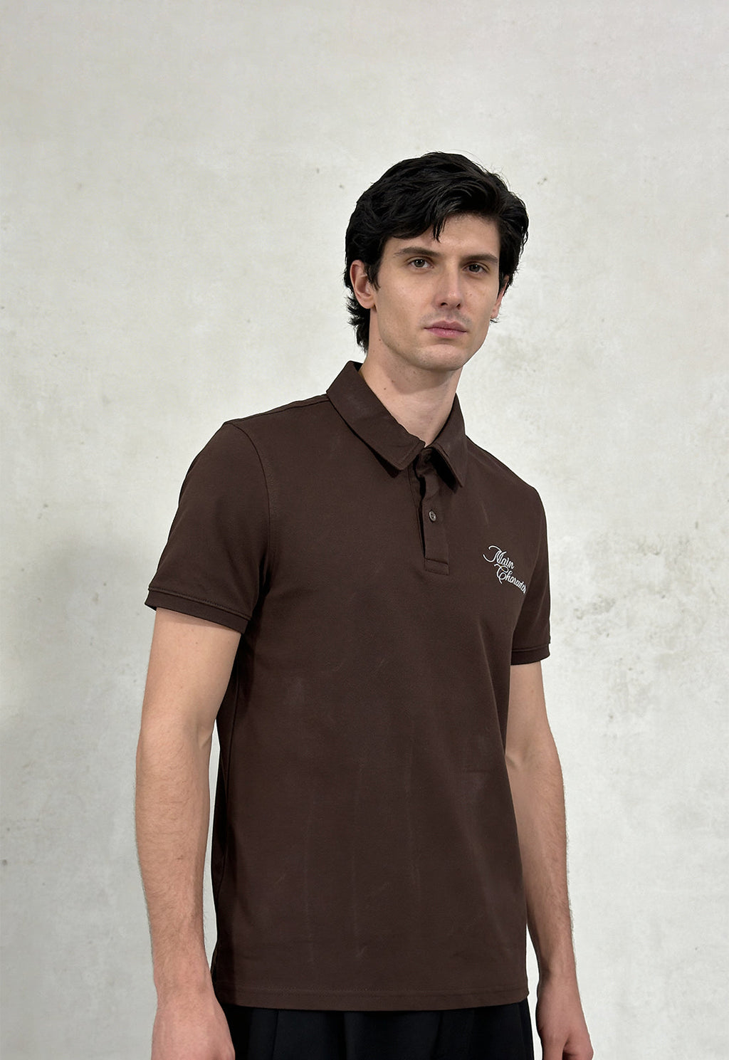 Brown French-Terry Polo T-Shirt