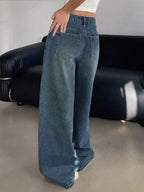 Gothic Blue Tinted Super Wide Leg Jeans Stylish Wodrobe