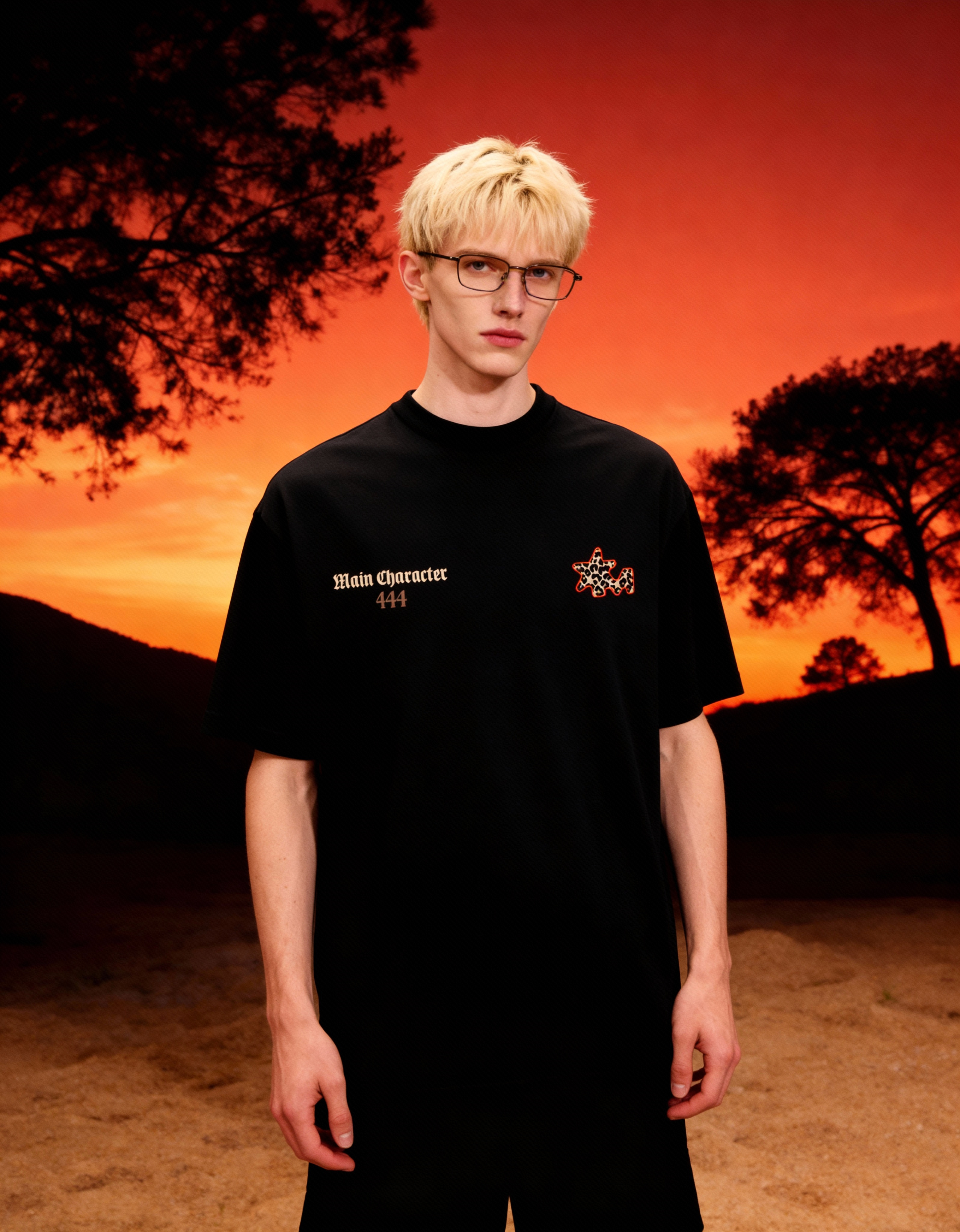 Sacred Printed Oversized Black T-Shirt