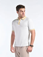 Men's Smooth-Touch Contrast White Polo Vellure