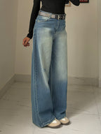 Airy Blue Washed Wide Leg Jeans Stylish Wodrobe