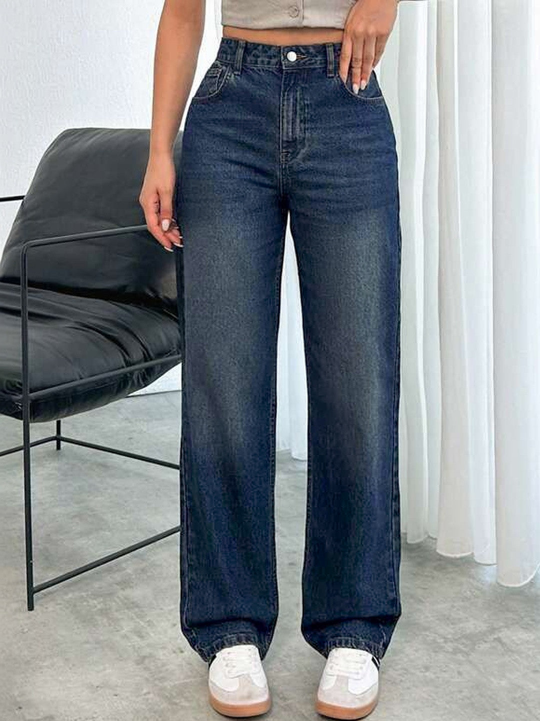 Oxford Blue Tinted Straight Fit Jeans