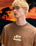 Sky Society Printed Oversized Brown T-Shirt Main Character