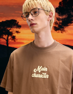 Sky Society Printed Oversized Brown T-Shirt Main Character