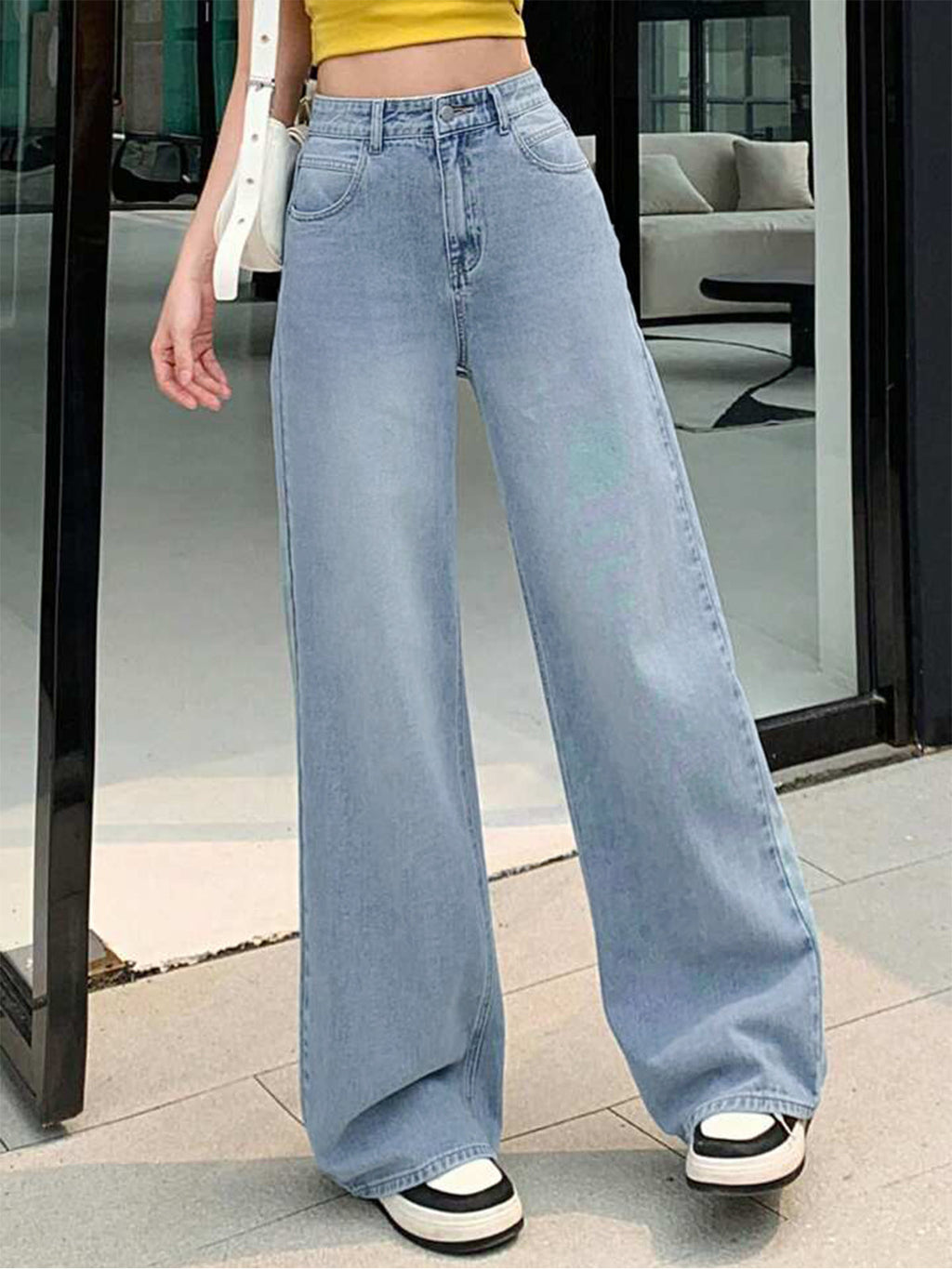 Wispy Blue Washed Wide Leg Jeans Stylish Wodrobe
