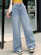 Wispy Blue Washed Wide Leg Jeans Stylish Wodrobe