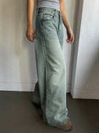Sea Green Washed Ultra Wide Leg Jeans Stylish Wodrobe