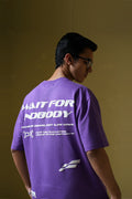 Wait For Nobody Printed Purple Oversized T-Shirt Main Character