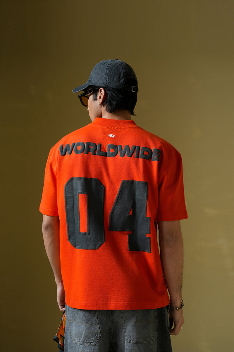 Worldwide Printed Orange Oversized T-Shirt Main Character