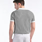 Jacquard Johnny-Collar Knit Polo in Onyx Grey X White
