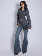 Galactic Blue Tinted Y2K Bootcut Jeans Stylish Wodrobe