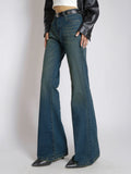Celestial Green Tinted Y2K Bootcut Jeans Stylish Wodrobe