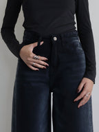 Dawn Black Ombre Washed Wide Leg Jeans Stylish Wodrobe