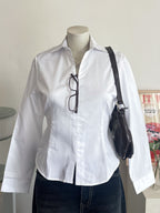 Vanilla White Corset Fitted Shirt