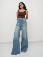 Faded Blue Washed Ultra Wide Leg Jeans Stylish Wodrobe