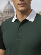 Bottle Green Contrast Half Sleeve Polo T-Shirt