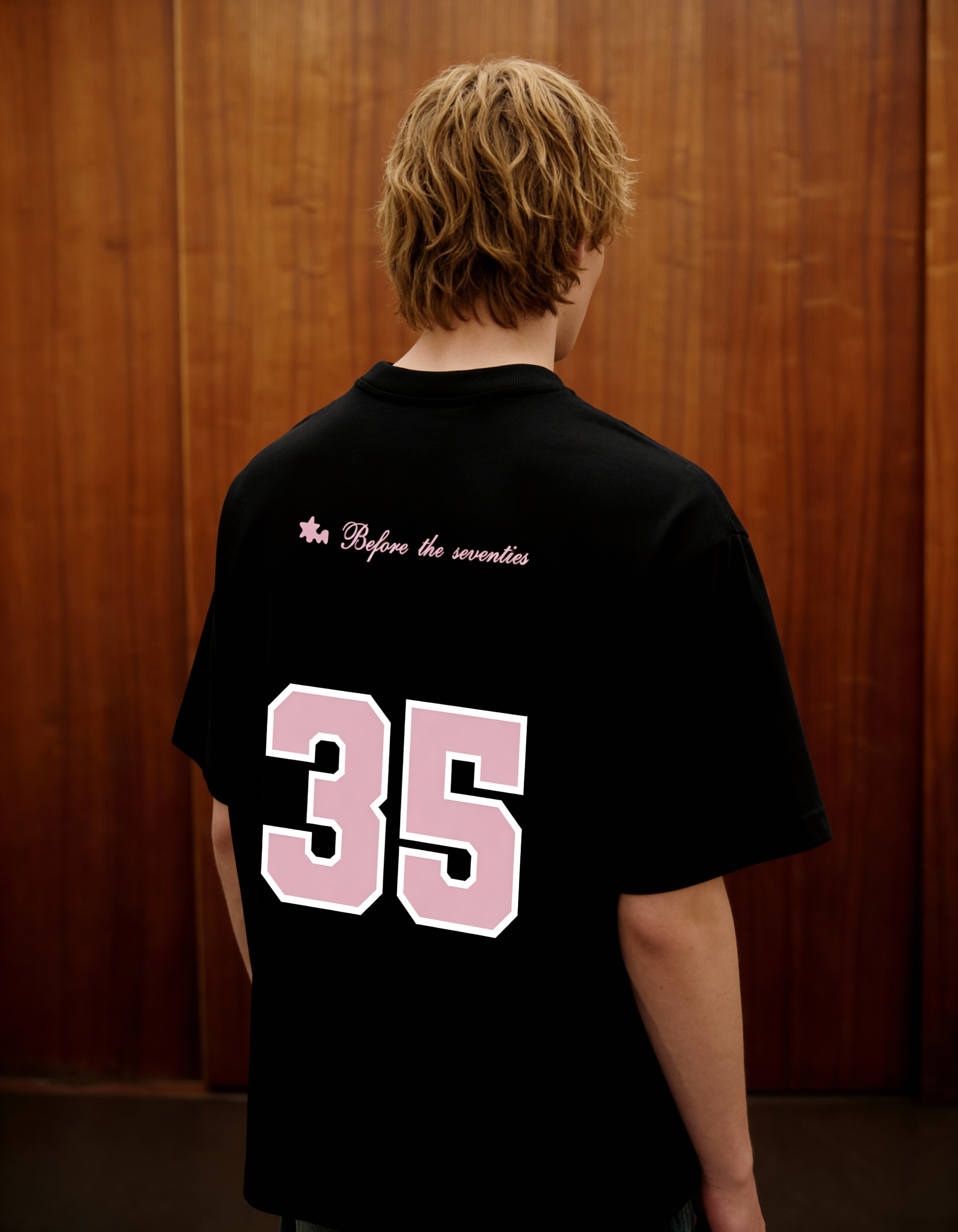 Reimagined Printed Black Oversized T-Shirt Main Character