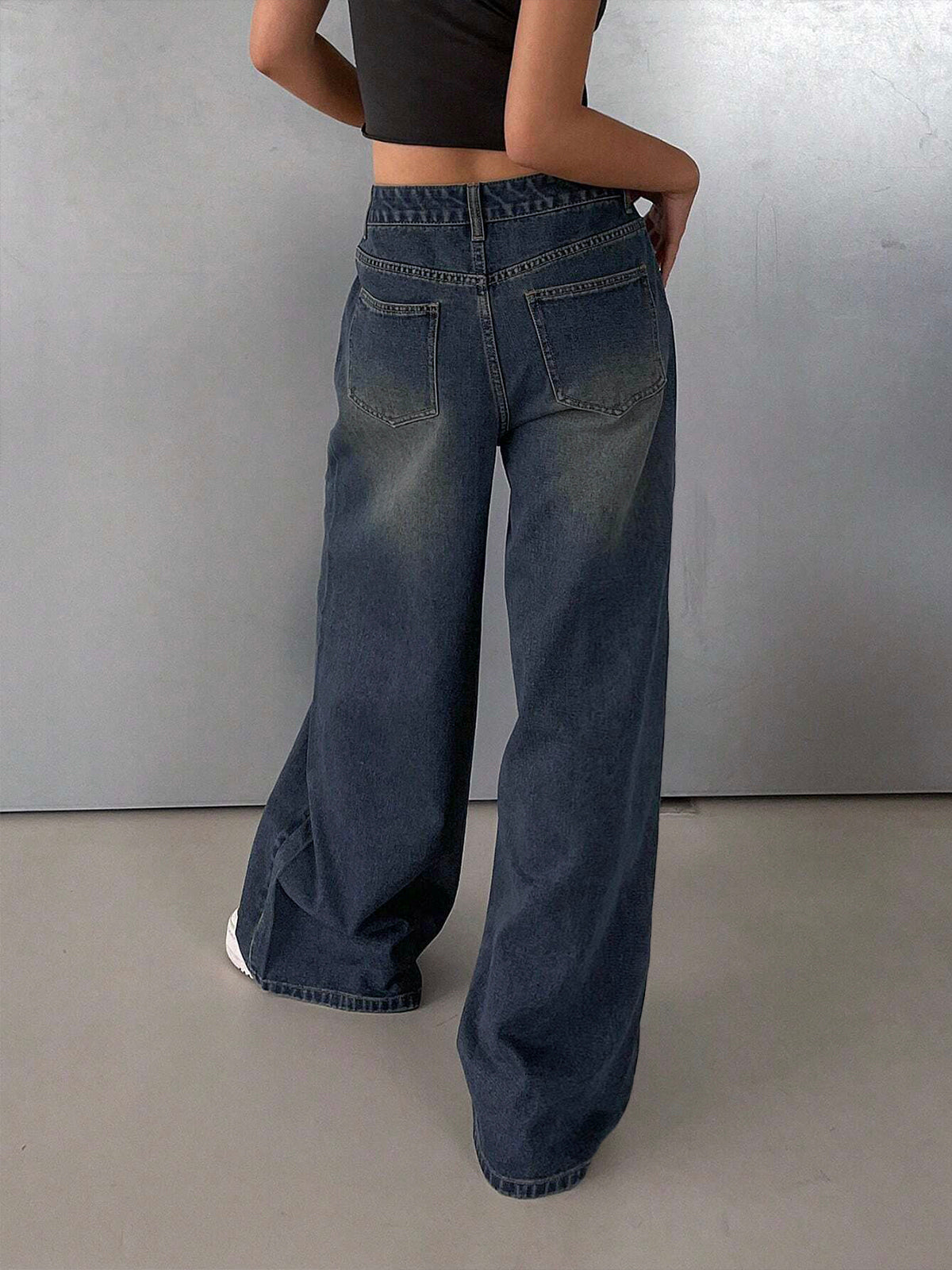80s Street Blue Washed Super Wide Leg Jeans