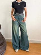 Vintage Green Tinted Super Wide Leg Jeans