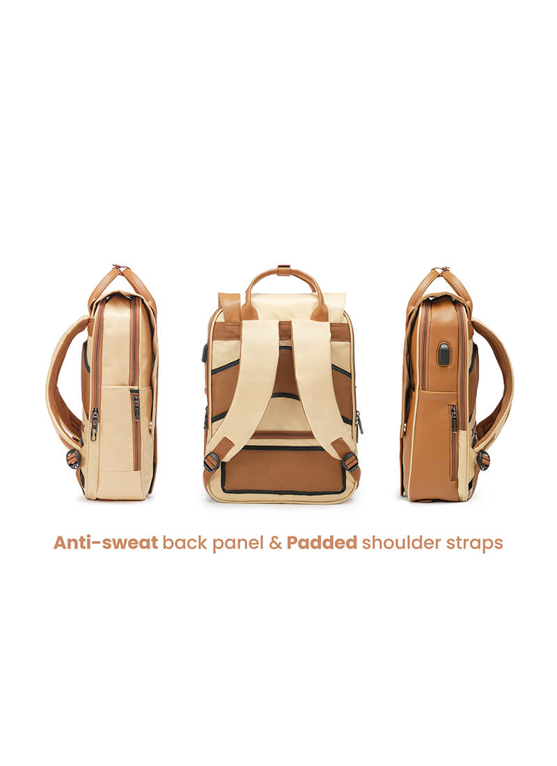 Echo+Flux Combo | Beige | Laptop Backpack with Fanny Pack