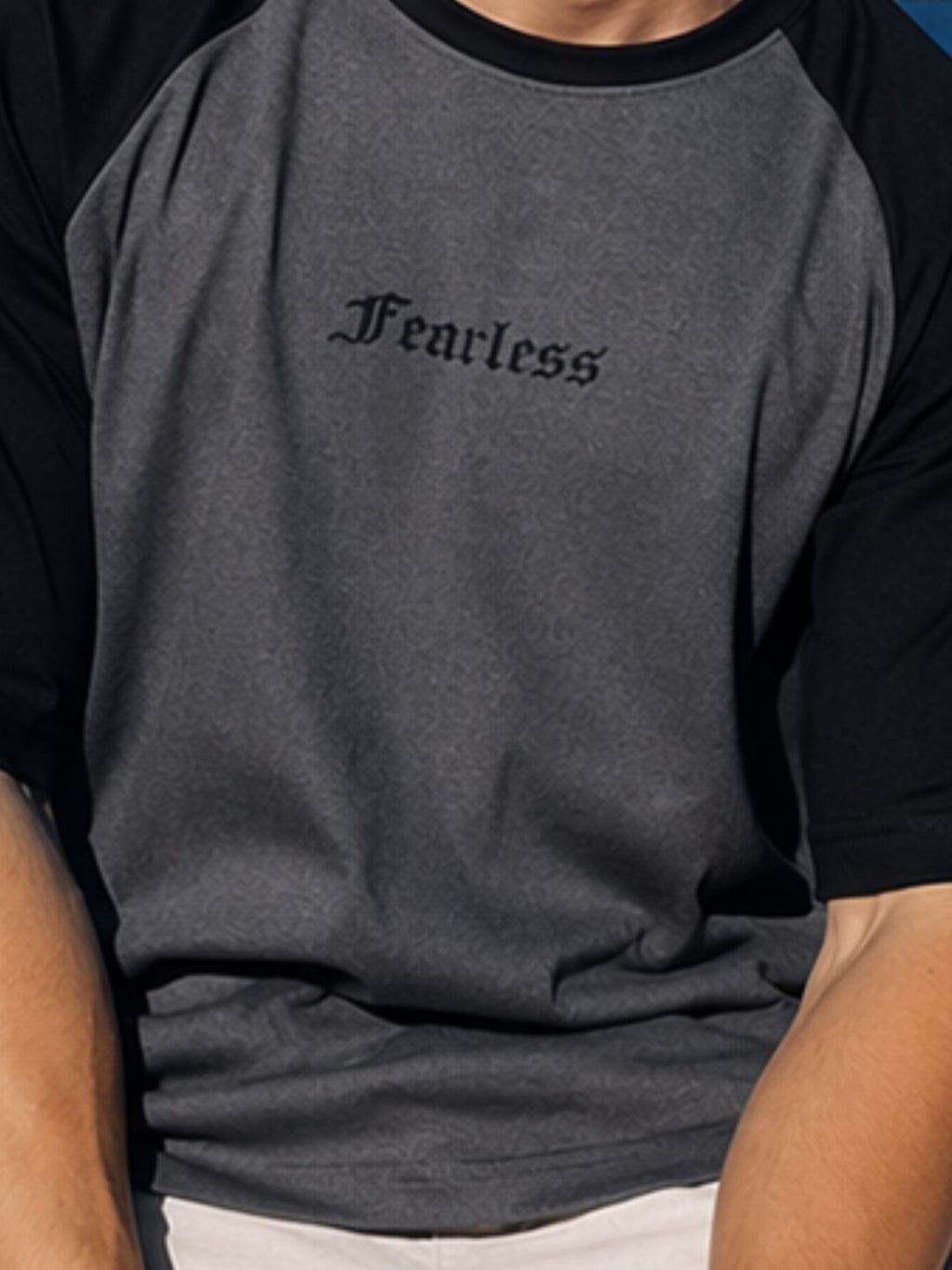 Grey Jersey Colorblock Round Neck Oversized T-Shirt