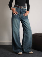 Galaxy Blue Washed Super Wide Leg Jeans
