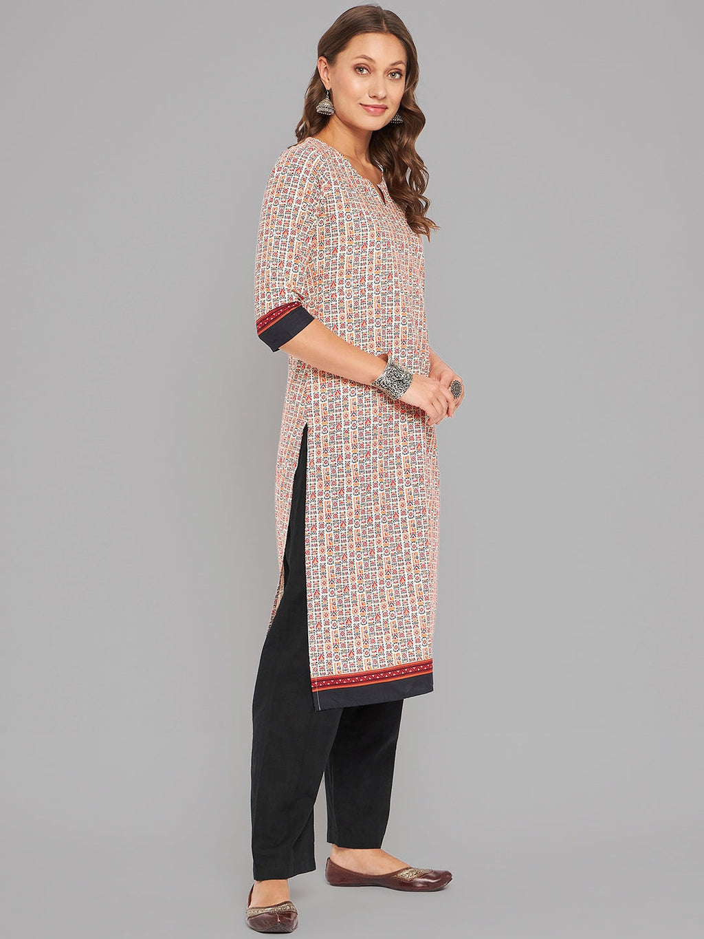 Women Multicolor Printed Straight Kurta Krya