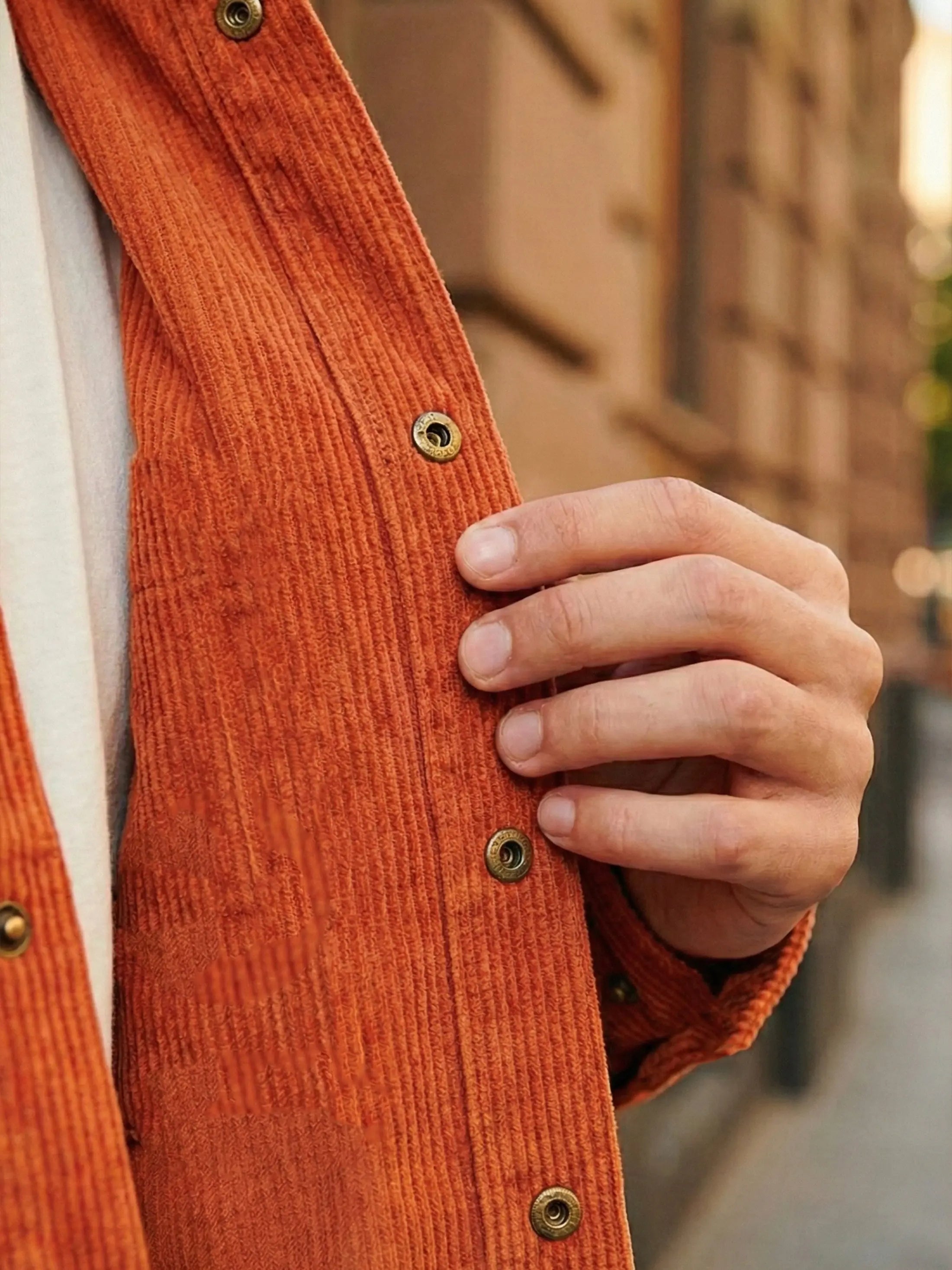 Men's Corduroy Oversized Rust Orange Shacket Stylstpls