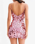 Pink Sequin Mini Slip Dress