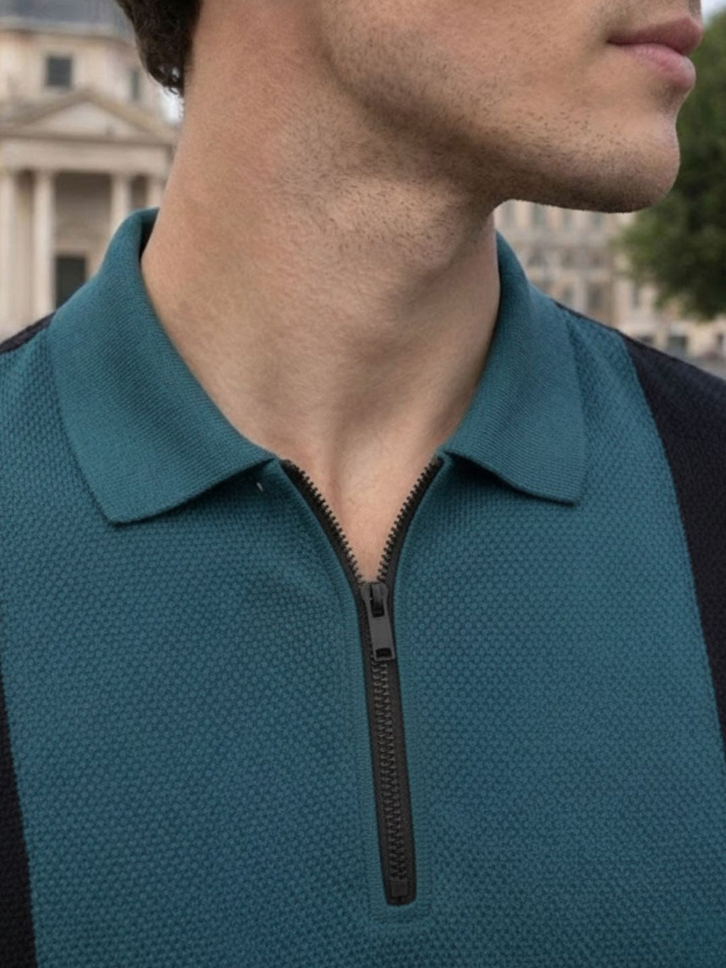 Teal Pique Cut Away Collar Regular Fit Polo T-Shirt